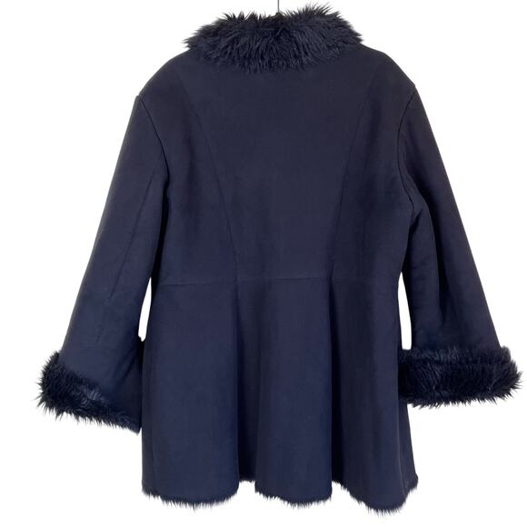 Jones NY Sz XL Vintage Y2K Penny Lane Style Faux Fur/Suede Winter Coat Black - Picture 3 of 16